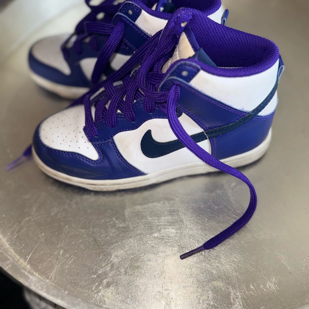 Nike Kids High-Top Sneakers - Purple and White size 13